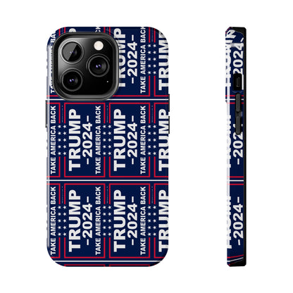 Trump 2024 Take America Back Blue Apple iPhone Tough Phone Cases