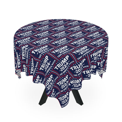 Trump 2024 Take America Back Blue Celebration Fabric Tablecloth