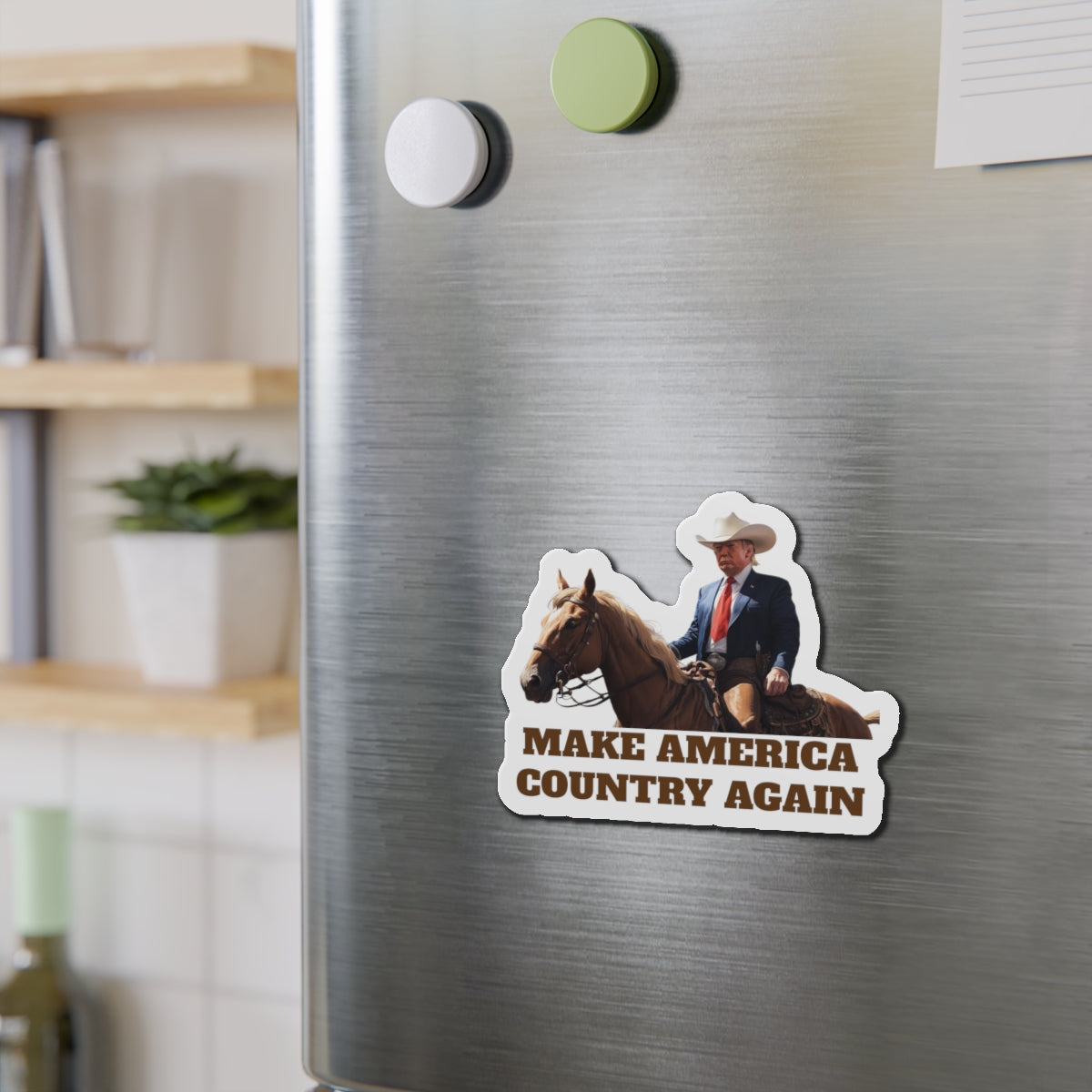 Make America Country Again Cowboy Trump Die-Cut Magnet