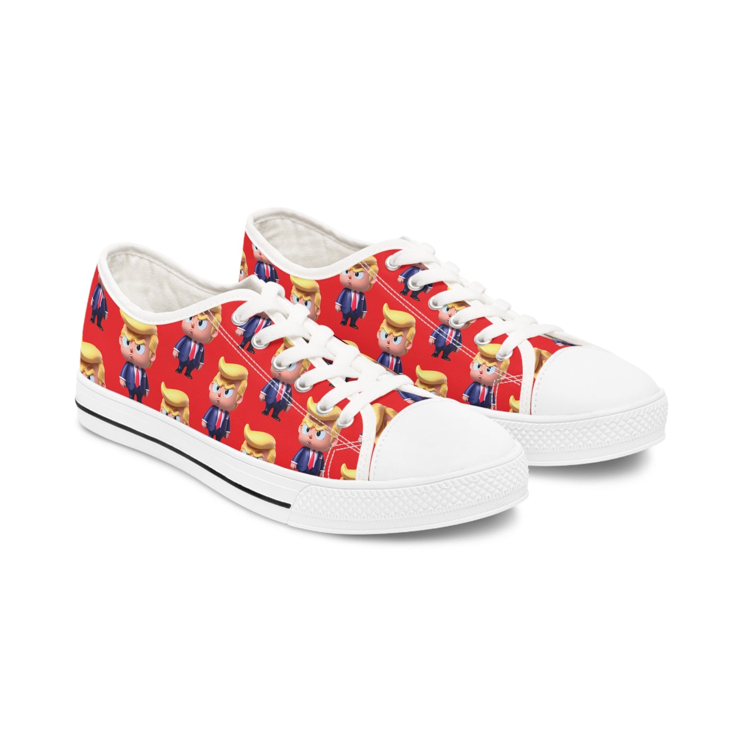 Little Trump all over Print Red Women's Low Top Sneakers Shoes