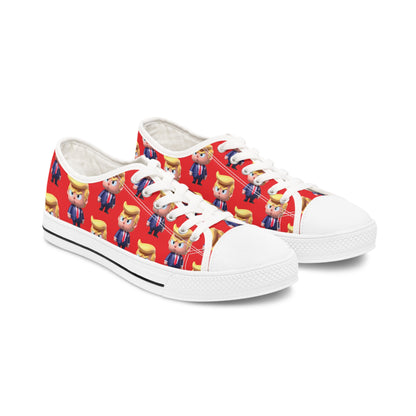 Little Trump all over Print Red Women's Low Top Sneakers Shoes
