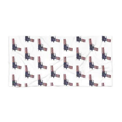 American Flag Pistol Red White and Blue Patriotic Jumbo Beach Towel