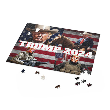 Trump 2024 Soldier Cowboy America 252 or 500 piece Puzzle