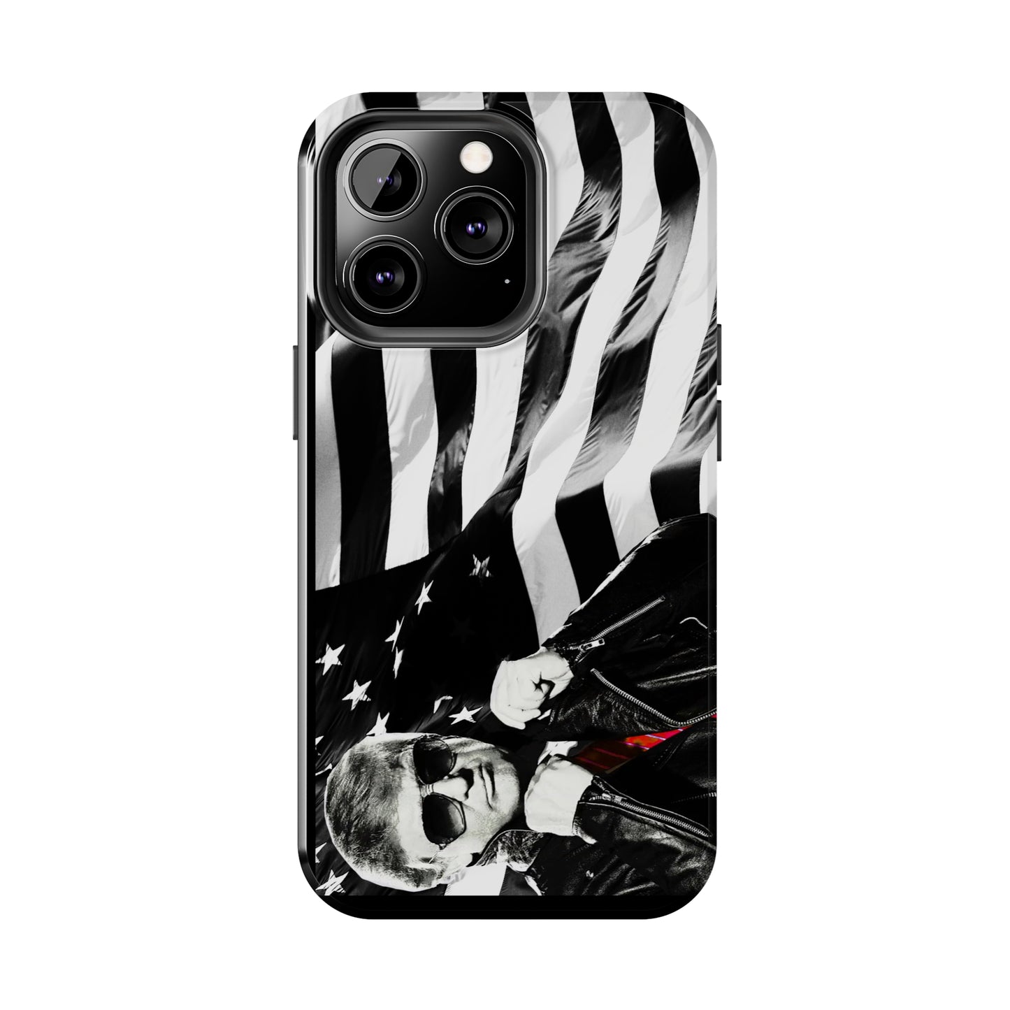 Cool Trump in Leather Jacket Black and White Apple iPhone Tough Phone Cases