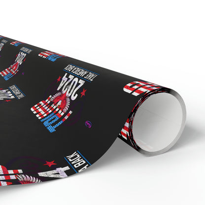 Trump 2024 Take America Back Black Birthday Gift Present Wrapping Paper MAGA