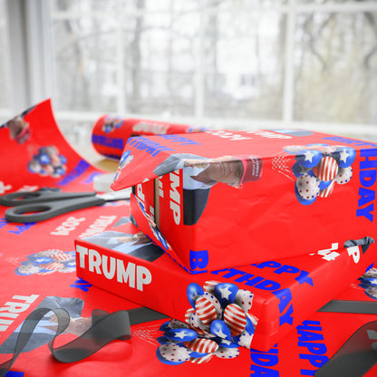 Happy Birthday Trump 2024 Red MAGA Birthday Gift Present Wrapping Paper