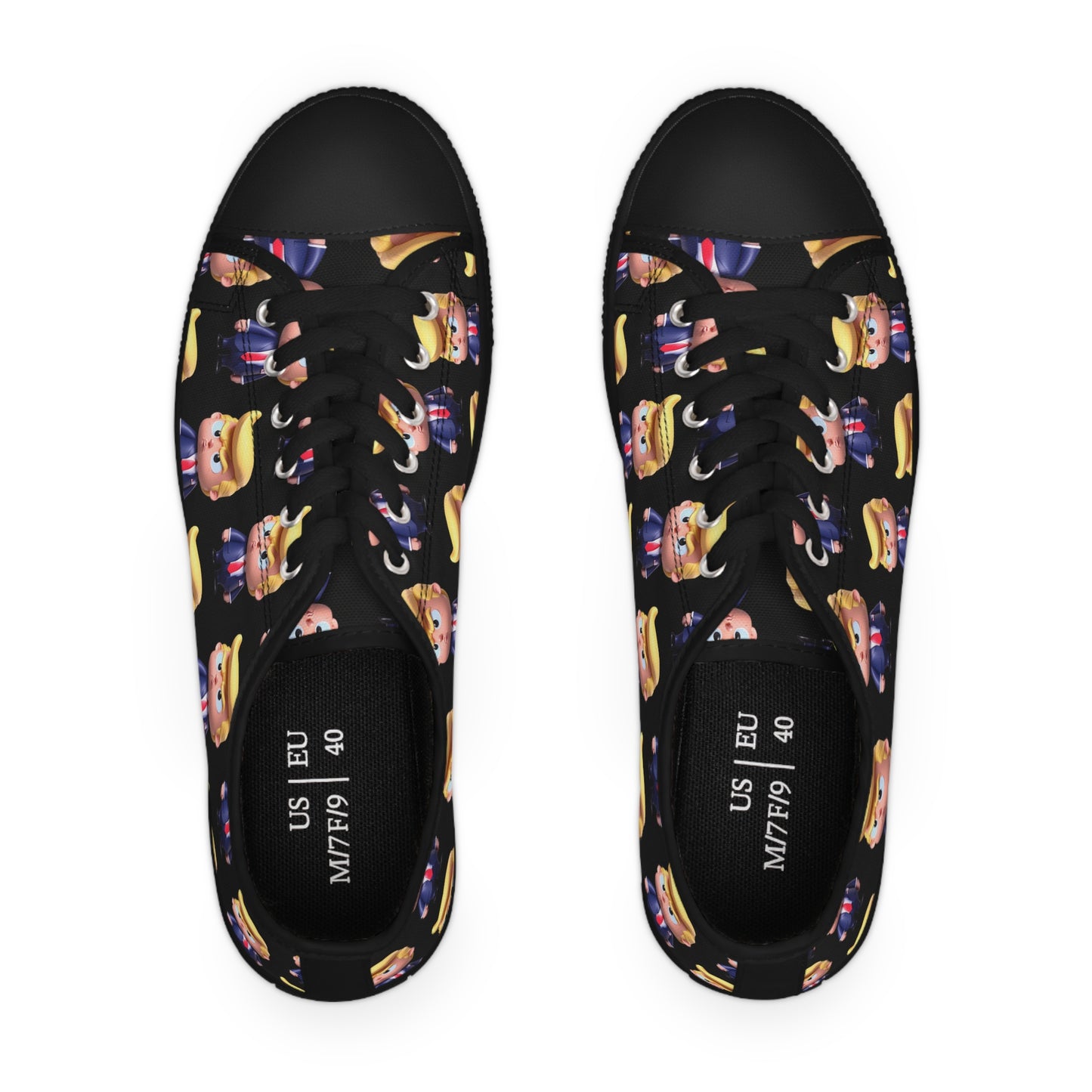 Little Trump all over Print black Women's Low Top Sneakers Shoes
