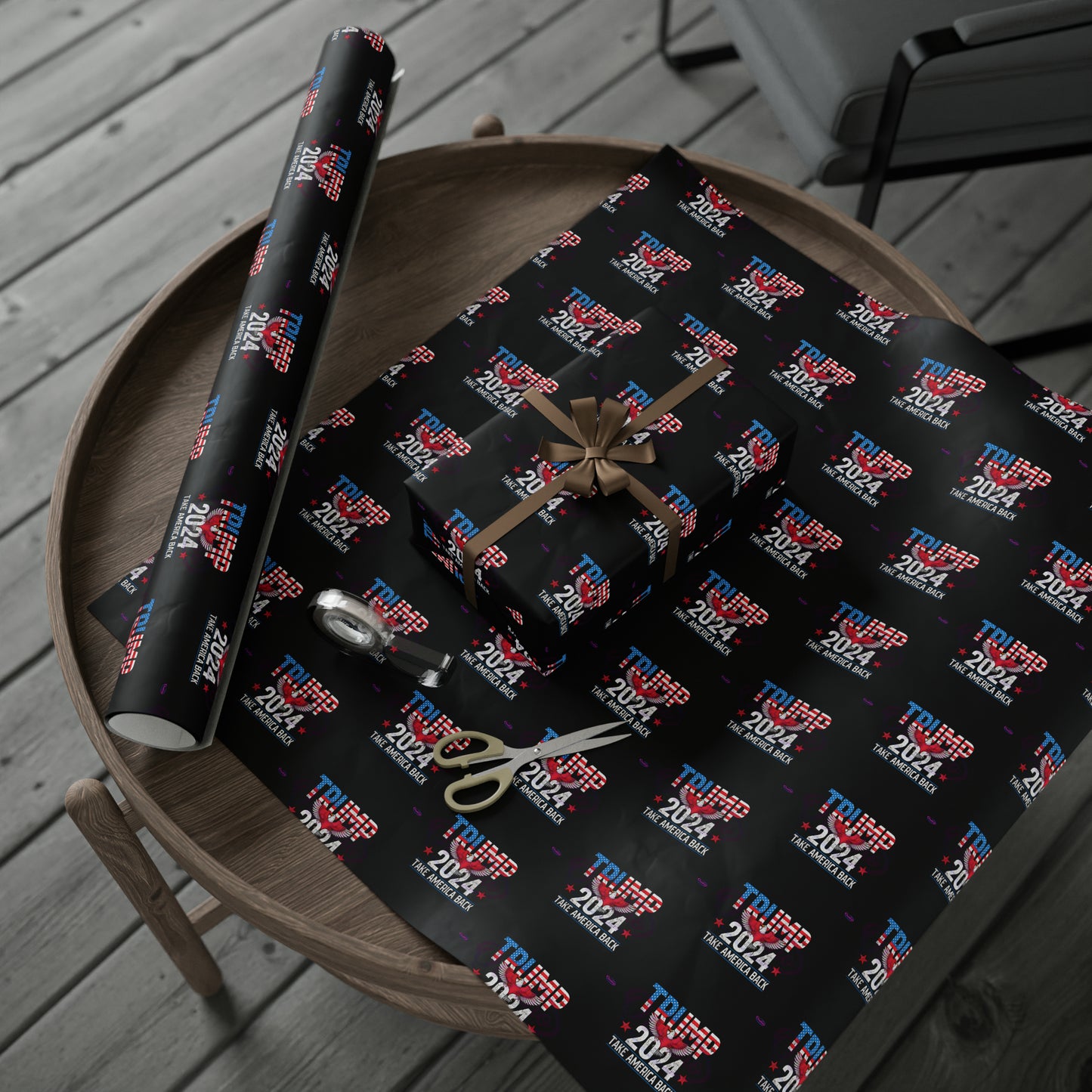 Trump 2024 Take America Back Black Birthday Gift Present Wrapping Paper MAGA