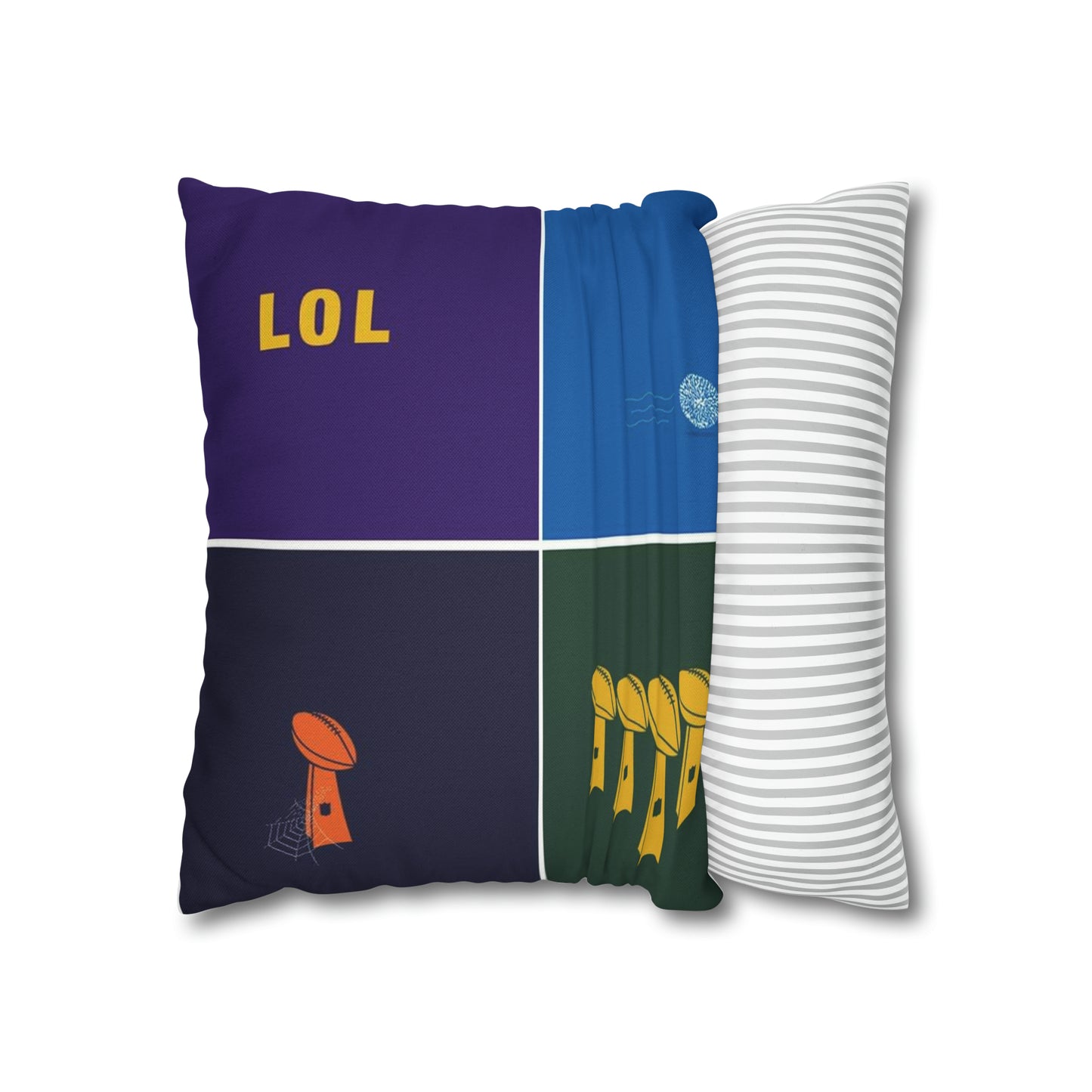 Packers Vikings Bears Lions Trophy Spun Polyester Square Pillow Case