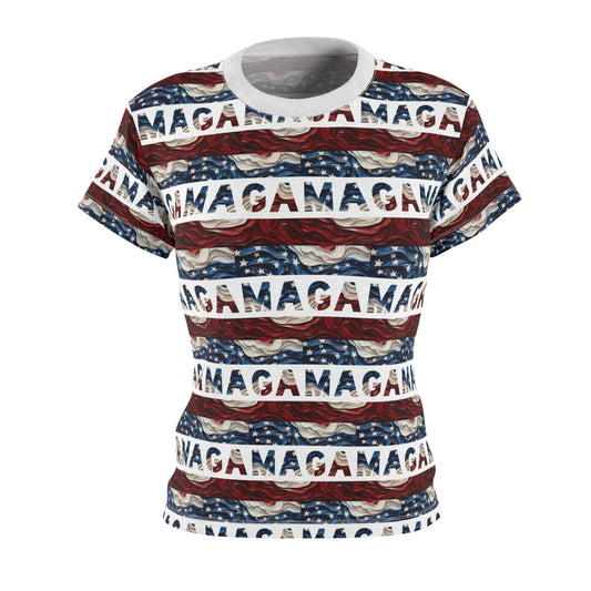 MAGA Trump 2024 Women's Cut & Sew Tee American Flag