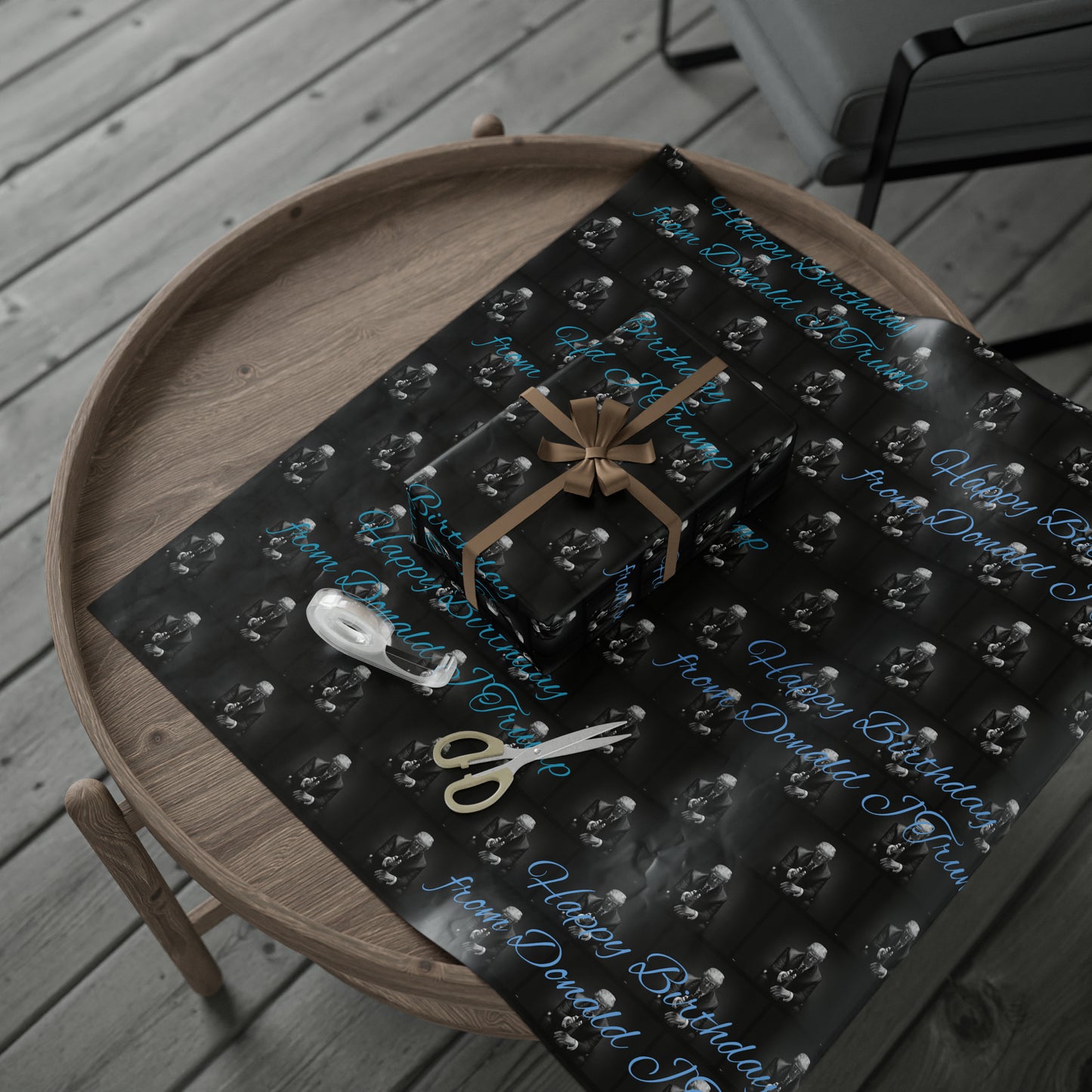 Happy Birthday From Donald J Trump Gift Wrapping Paper (Blue)