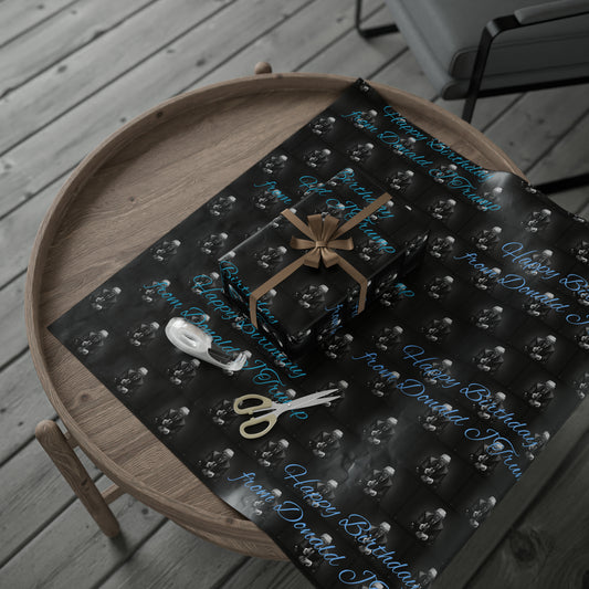 Happy Birthday From Donald J Trump Gift Wrapping Paper (Blue)