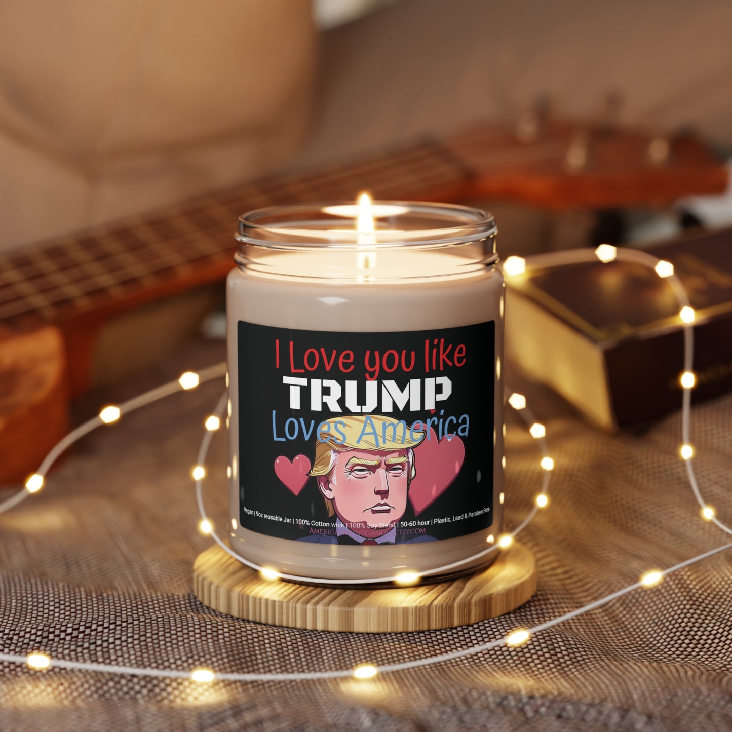 I love you like Trump loves America Valentine's Day Gift Scented Soy Candle 9oz Cartoon