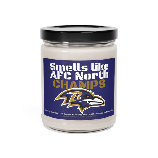 Smells Like AFC North CHAMPS Baltimore Ravens Scented Soy Candle 9oz