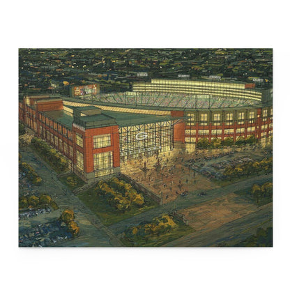 Vintage Cartoon Drawn Lambeau Field 252 Piece Puzzle Thick Backing Sturdy