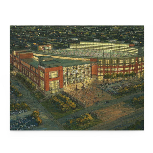 Vintage Cartoon Drawn Lambeau Field 252 Piece Puzzle Thick Backing Sturdy