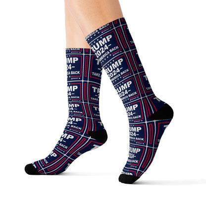 Trump 2024 Take America Back Cushioned Sublimation Socks