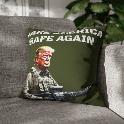 Make America Safe Again Soldier Trump 2 sided Throw Pillow Case