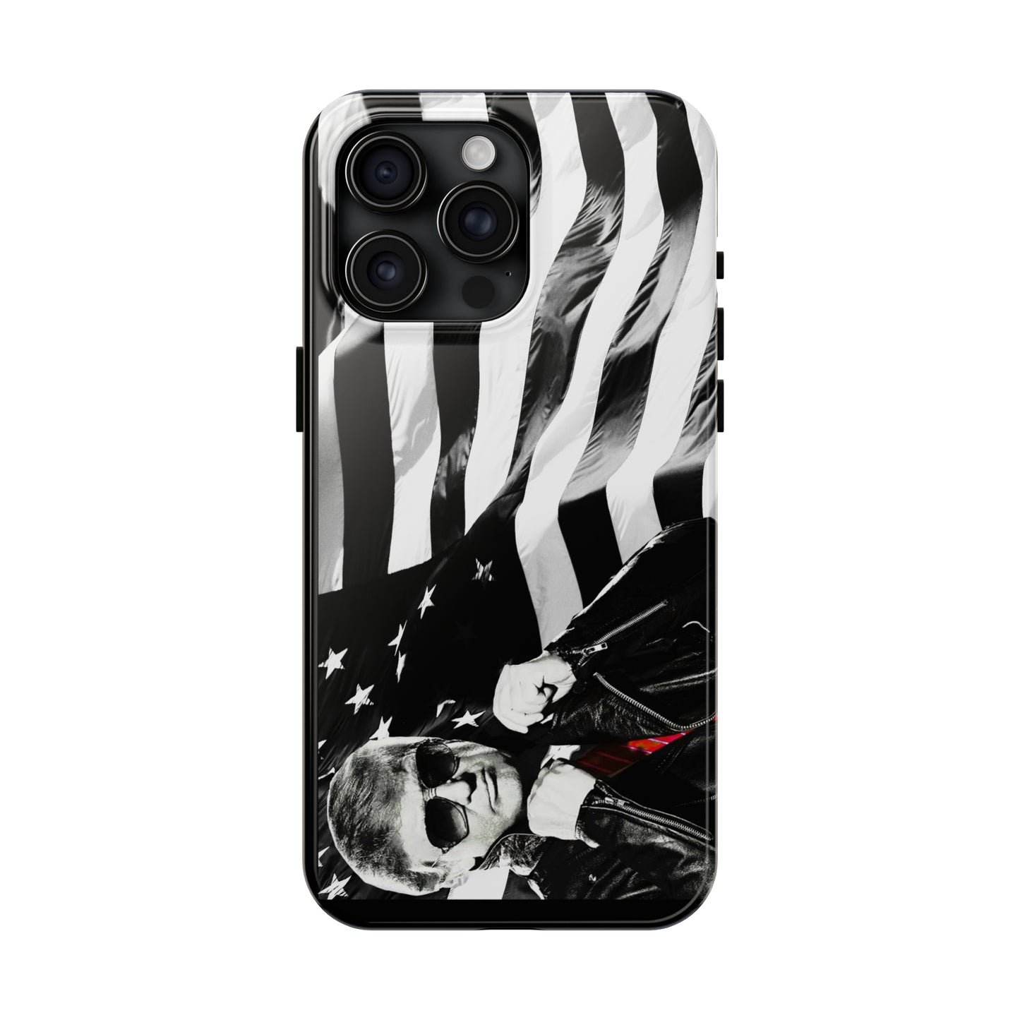 Cool Trump in Leather Jacket Black and White Apple iPhone Tough Phone Cases