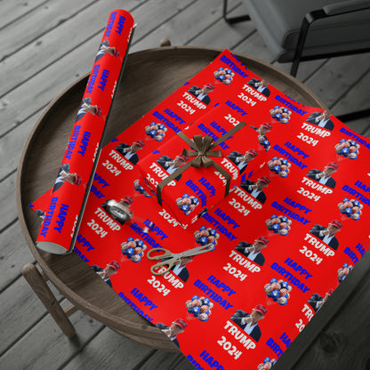 Happy Birthday Trump 2024 Red MAGA Birthday Gift Present Wrapping Paper
