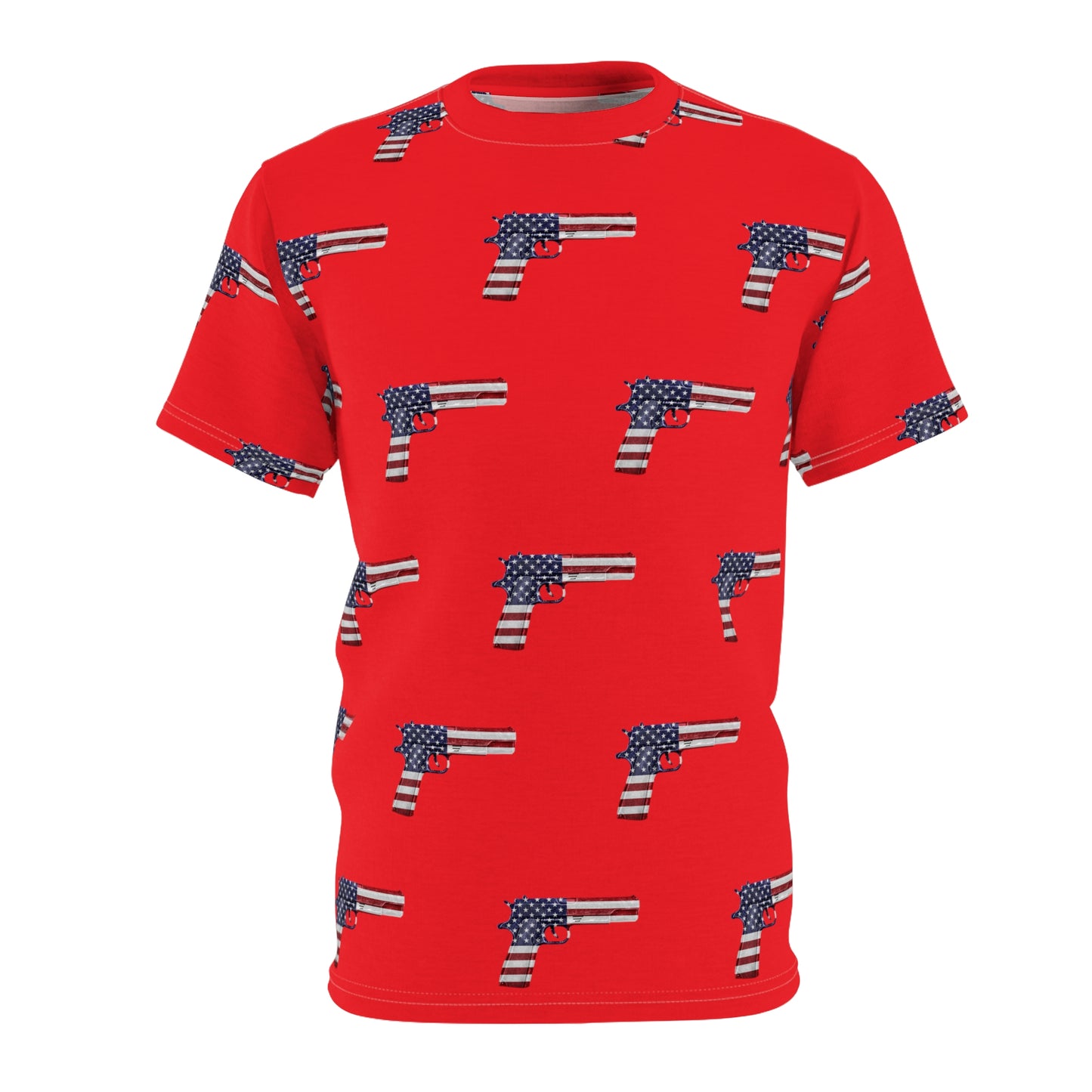 American Flag Red White and Blue Red Pistol 2A Unisex Athletic Cut & Sew Soft Tee