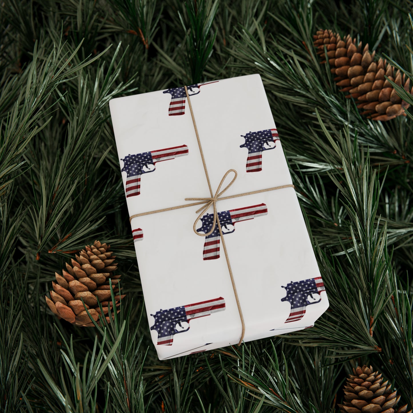 American Flag Gun 2A Christmas Wrapping Paper