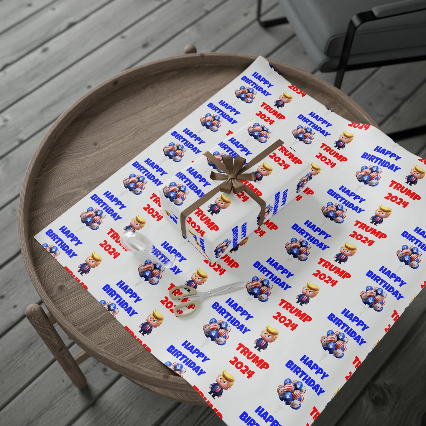Happy Birthday Trump 2024 white MAGA Birthday Gift Present Wrapping Paper