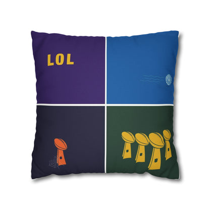 Packers Vikings Bears Lions Trophy Spun Polyester Square Pillow Case