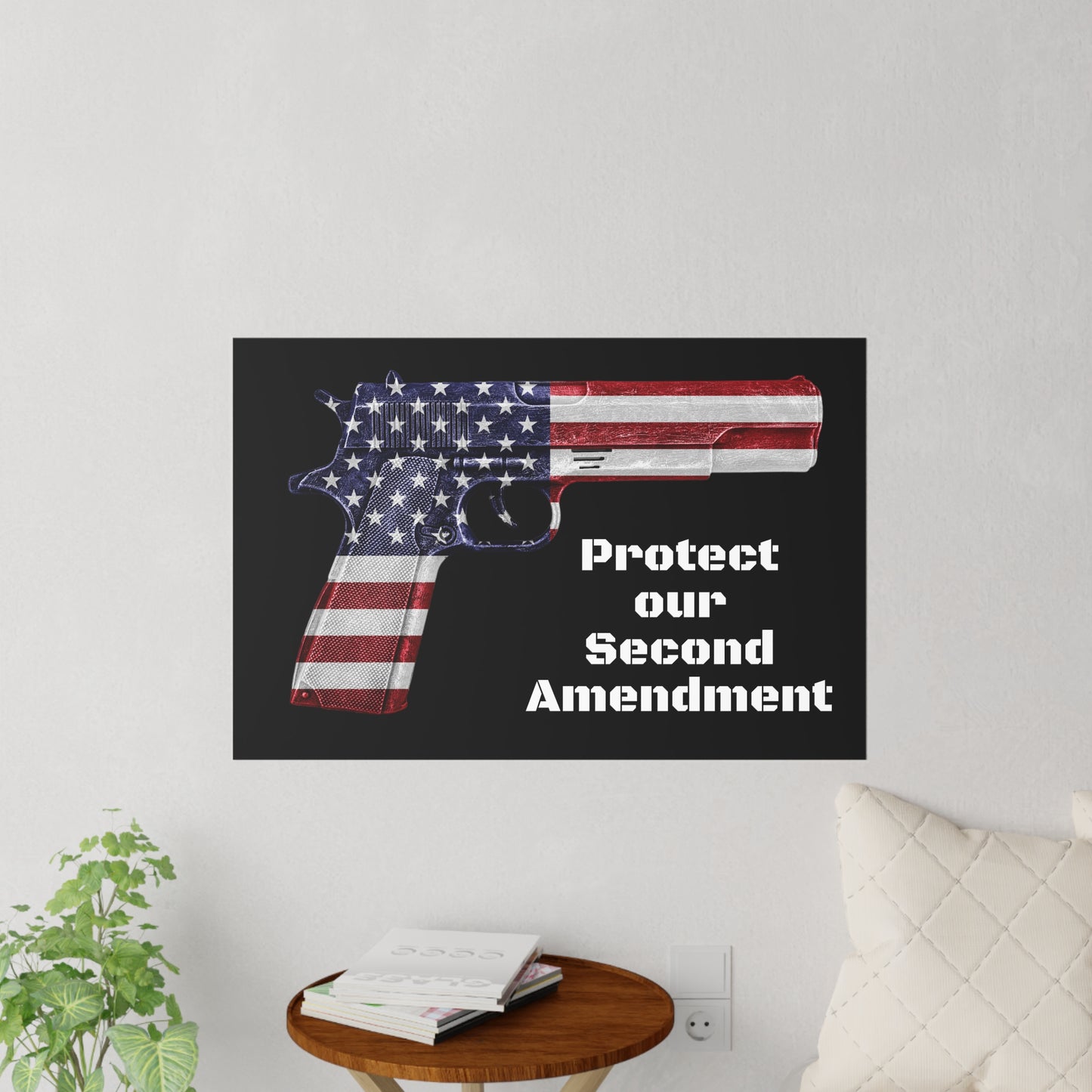 Schützen Sie unsere selbstklebenden Wandaufkleber „American Flag Pistol“, 2A, 3 Größen