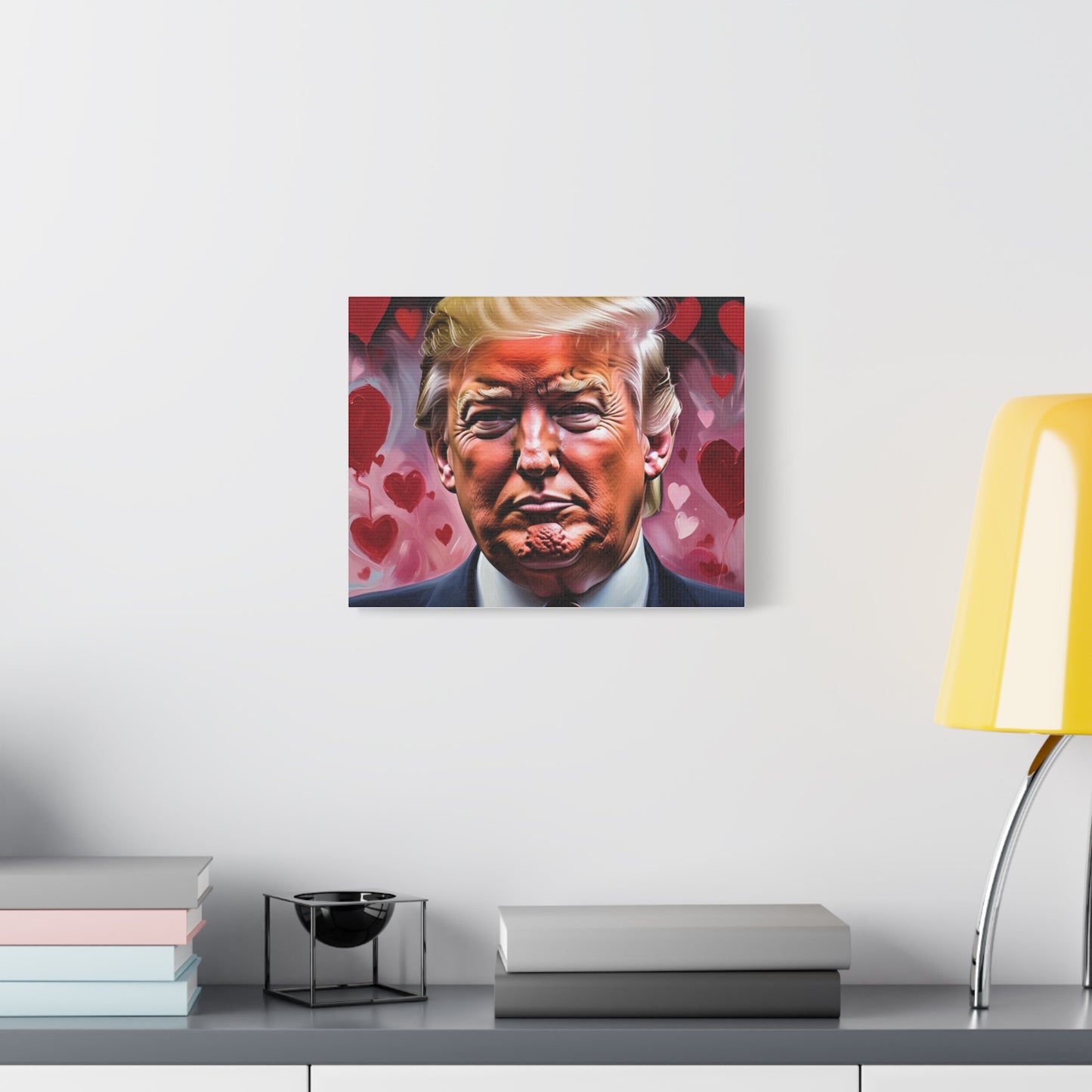Donald Trump with Hearts Reprint *Painting Done by Bella K.  Matte Canvas, Stretched, 1.25"
