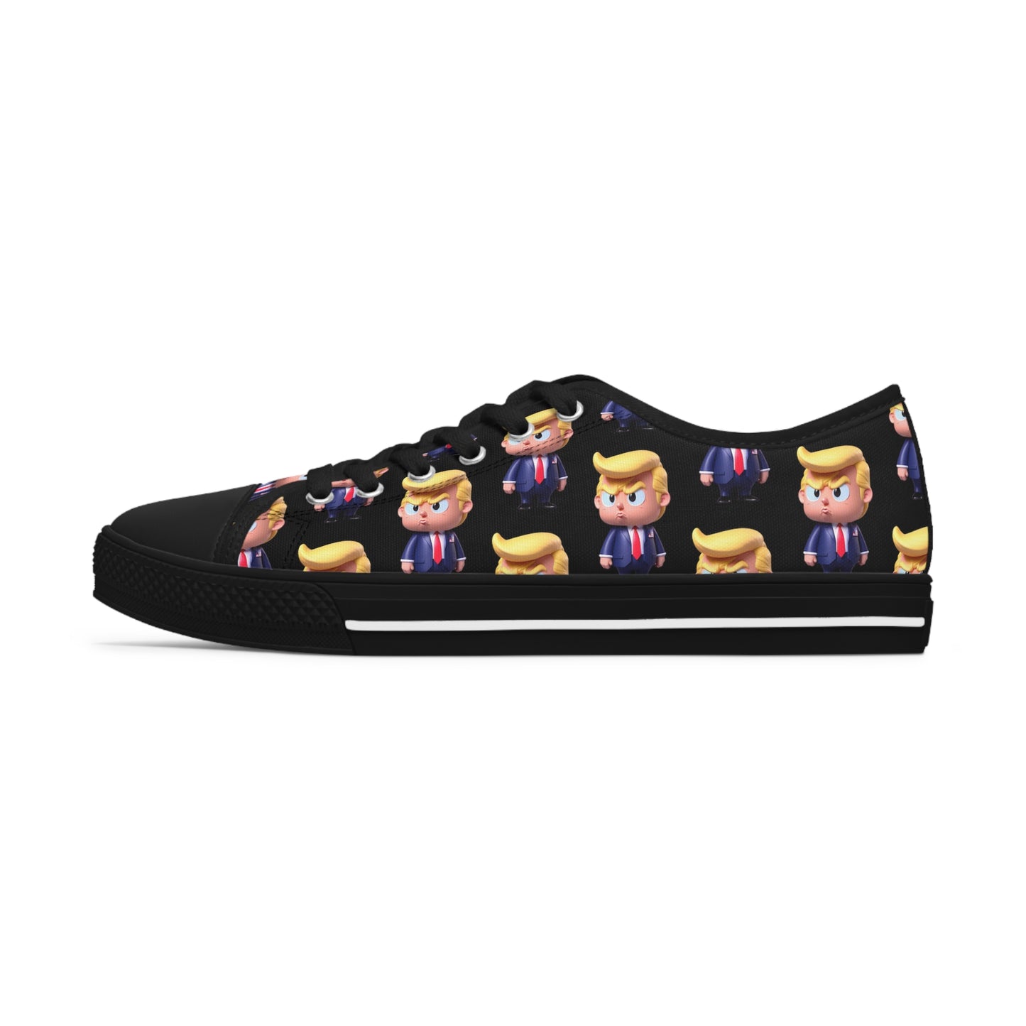 Little Trump all over Print black Women's Low Top Sneakers Shoes