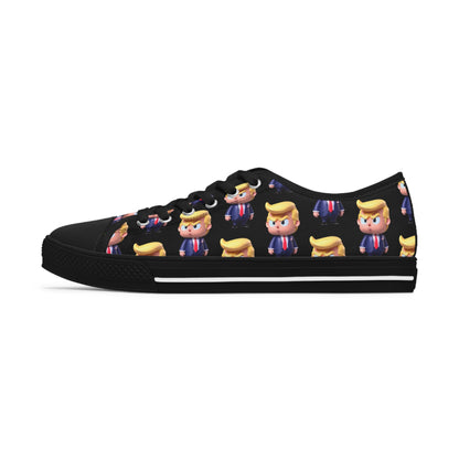 Little Trump all over Print black Women's Low Top Sneakers Shoes