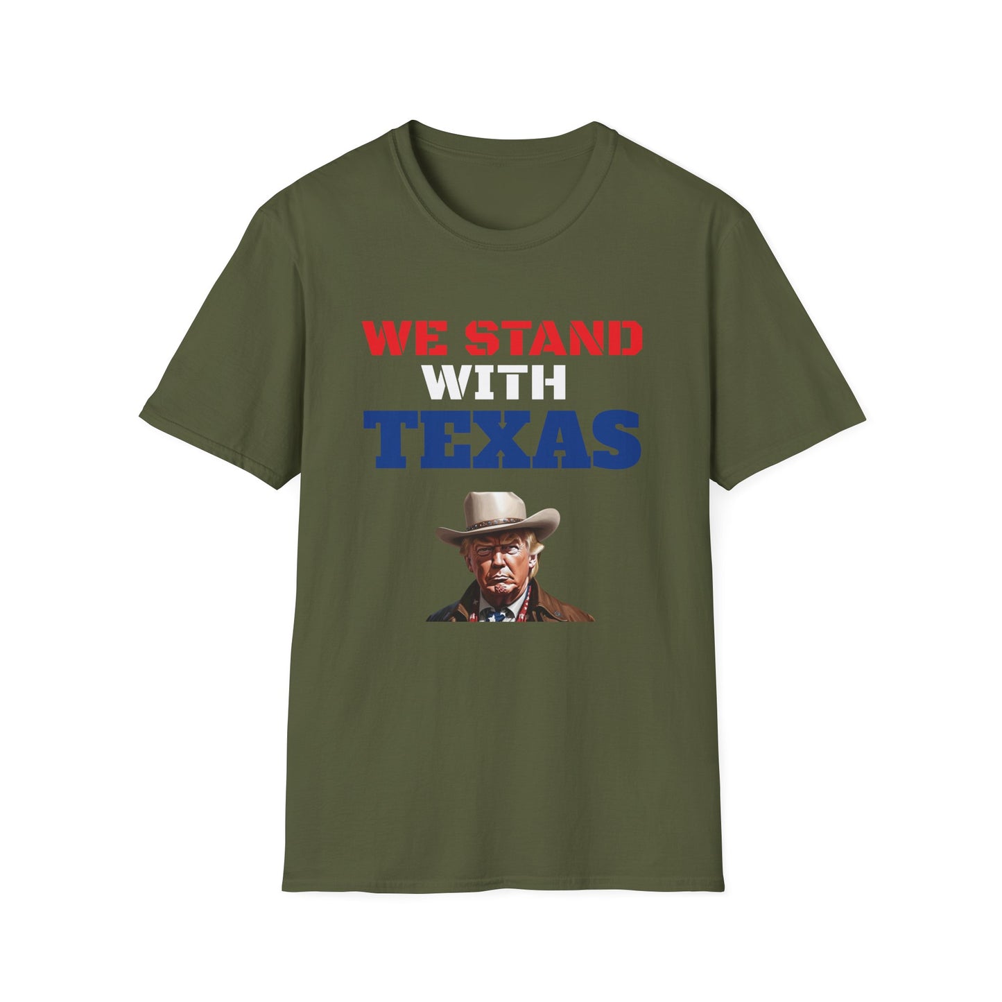 We Stand With Texas Flag Trump 2024 Unisex Softstyle T-Shirt MAGA