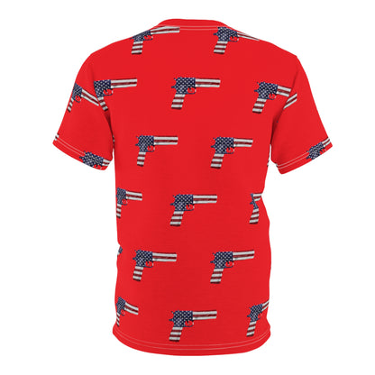 American Flag Red White and Blue Red Pistol 2A Unisex Athletic Cut & Sew Soft Tee
