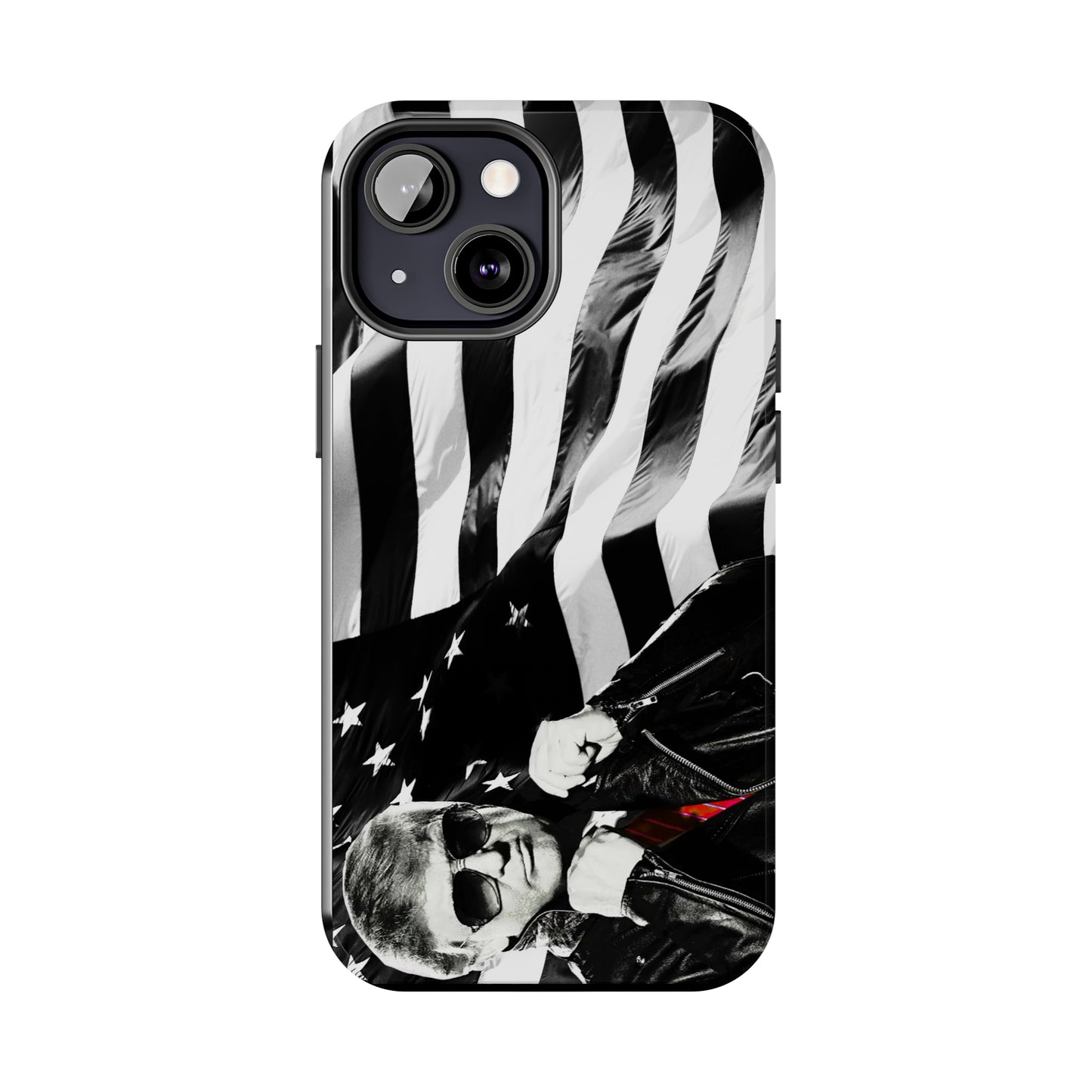 Cool Trump in Leather Jacket Black and White Apple iPhone Tough Phone Cases