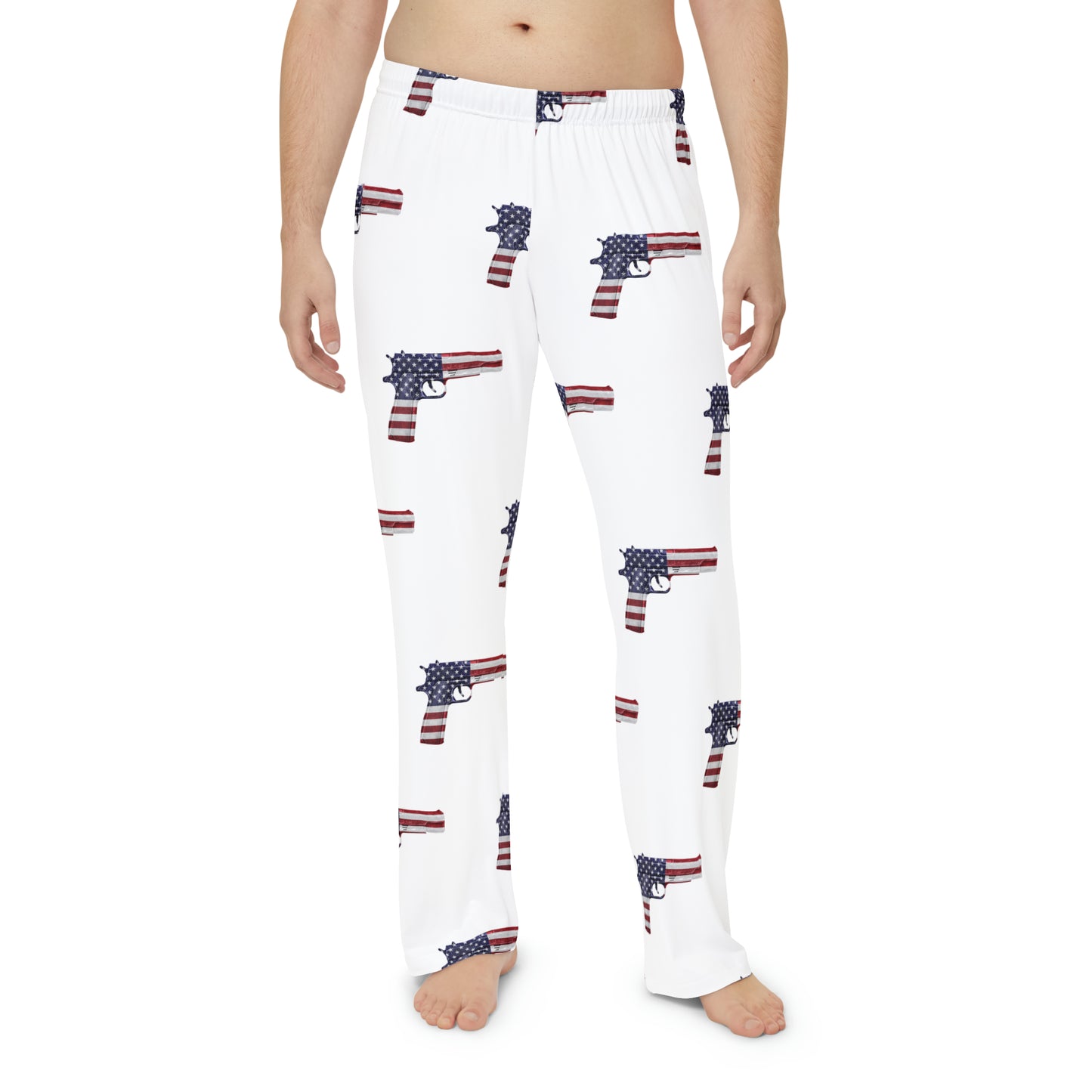 American Flag Pistol Men's Polyester Lounge Comfy Pajama Pants