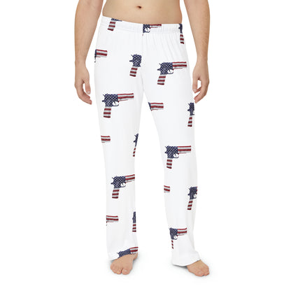 American Flag Pistol Men's Polyester Lounge Comfy Pajama Pants