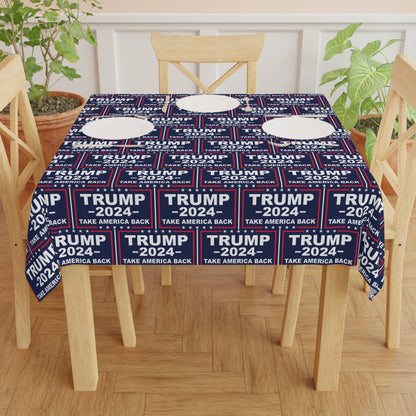 Trump 2024 Take America Back Blue Celebration Fabric Tablecloth