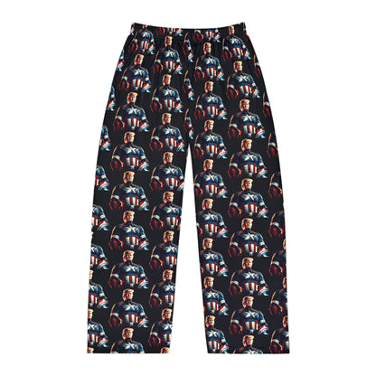 Captain Trump America Black Men's Polyester Lounge Comfy Pajama Pants