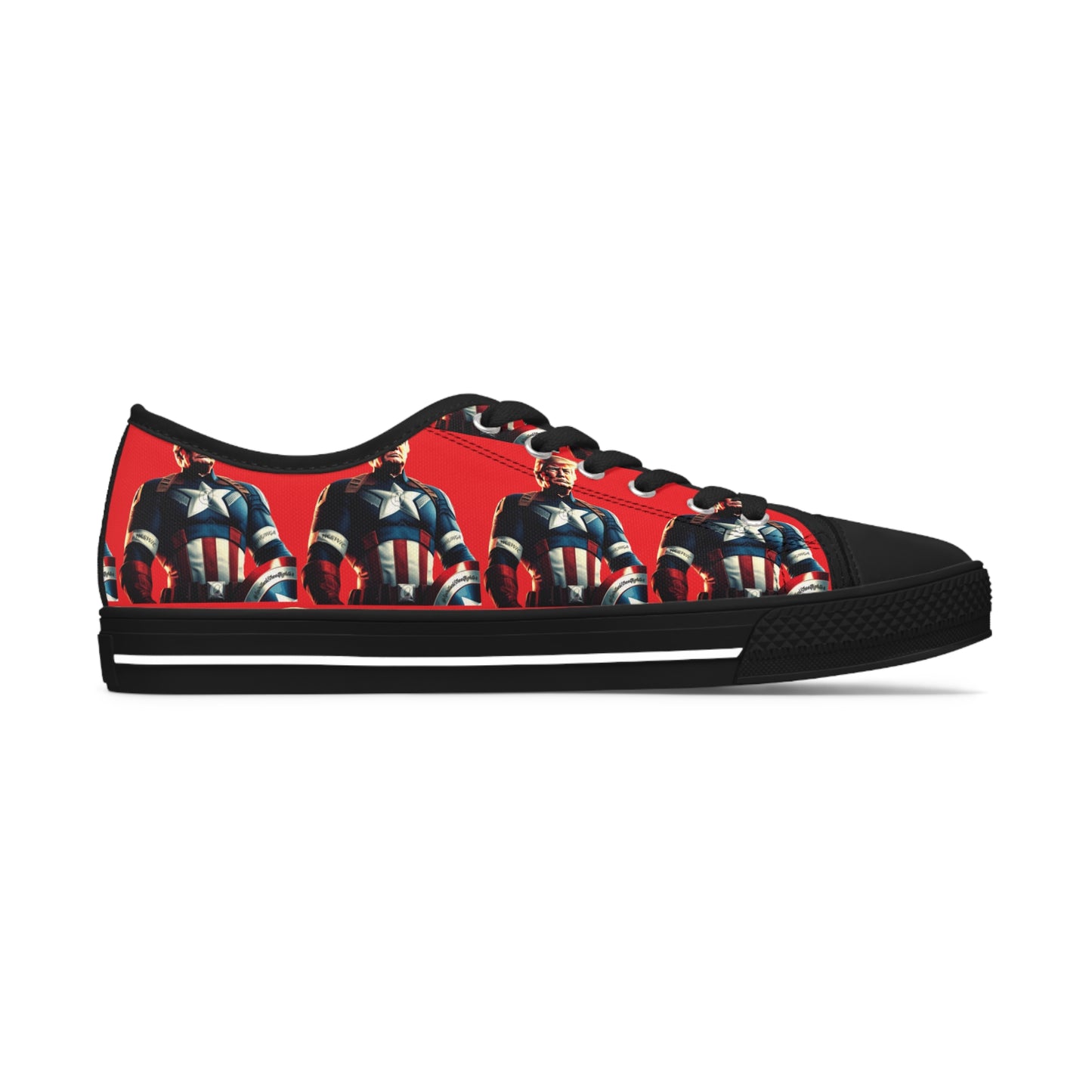 Captain Trump America Red All Over Print Women's Low Top Sneakers