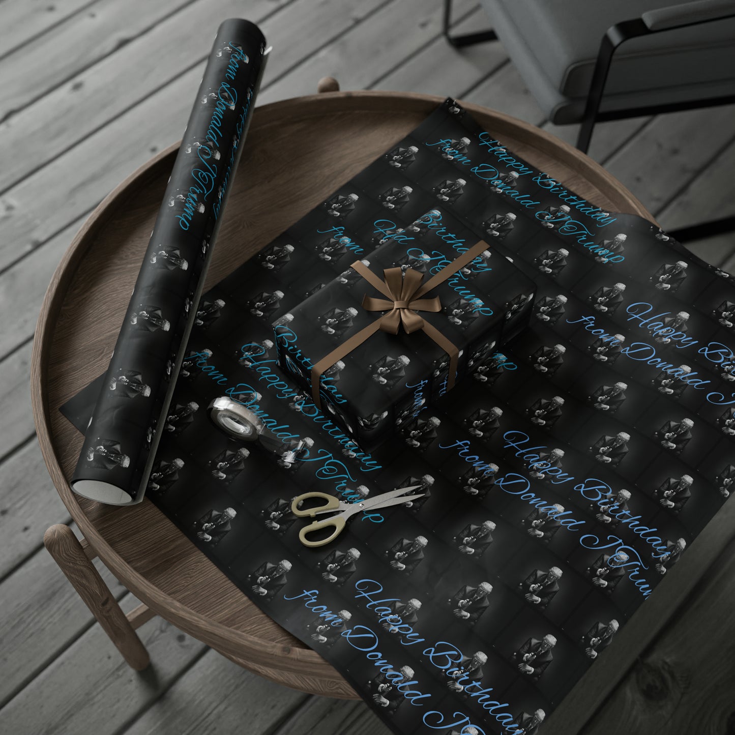 Happy Birthday From Donald J Trump Gift Wrapping Paper (Blue)