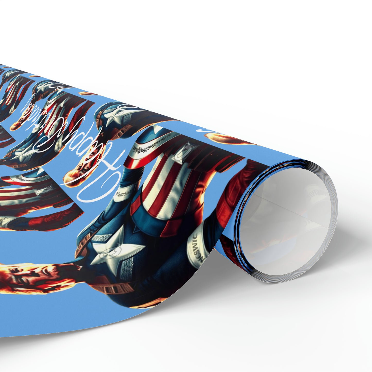 Happy Birthday From Captain Donald J Trump Gift Wrapping Paper (light blue)