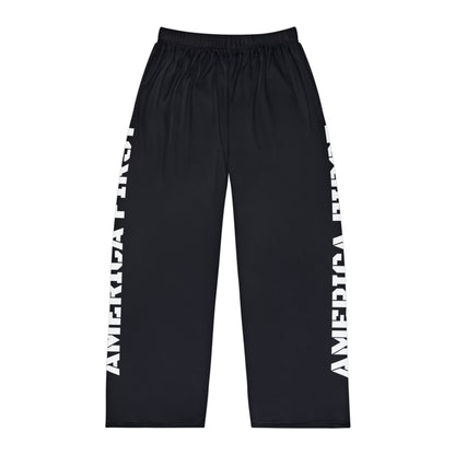 America First Black Men's Polyester Lounge Comfy Pajama Pants Trump