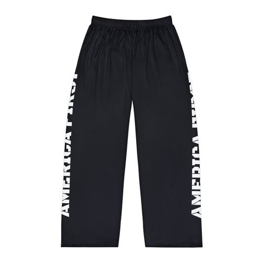 America First Black Men's Polyester Lounge Comfy Pajama Pants Trump