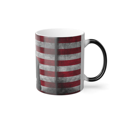 Color Morphing Trump with Gun 2A American Flag Heat Reacting See Pictures Coffee Mug 11oz