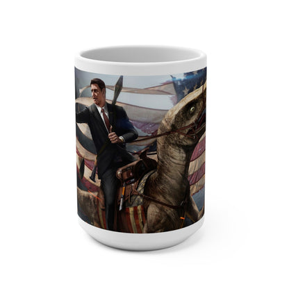 Ronald Reagan Riding a Raptor Flag Jumbo Ceramic Coffee Mug 15oz MAGAGA