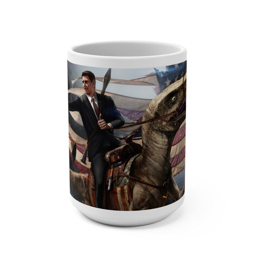 Ronald Reagan Riding a Raptor Flag Jumbo Ceramic Coffee Mug 15oz MAGAGA