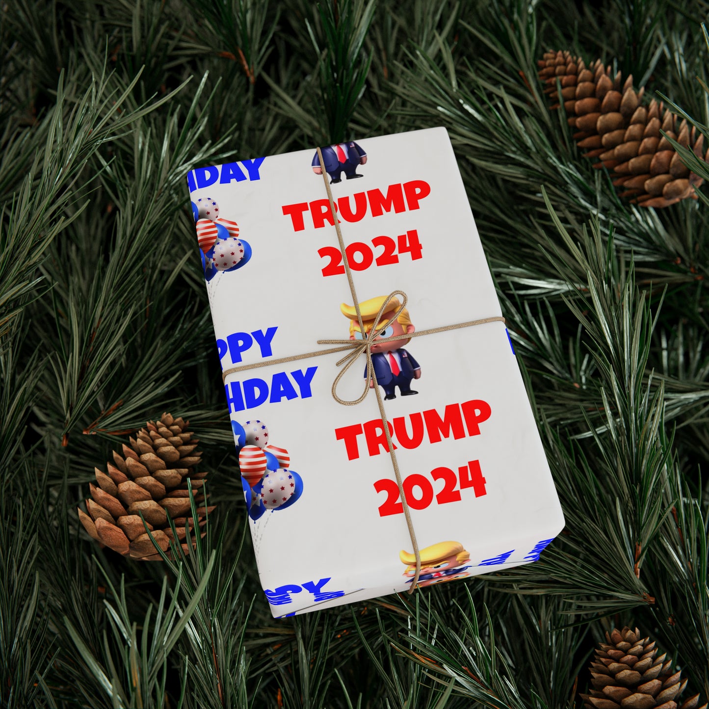 Happy Birthday Trump 2024 white MAGA Birthday Gift Present Wrapping Paper