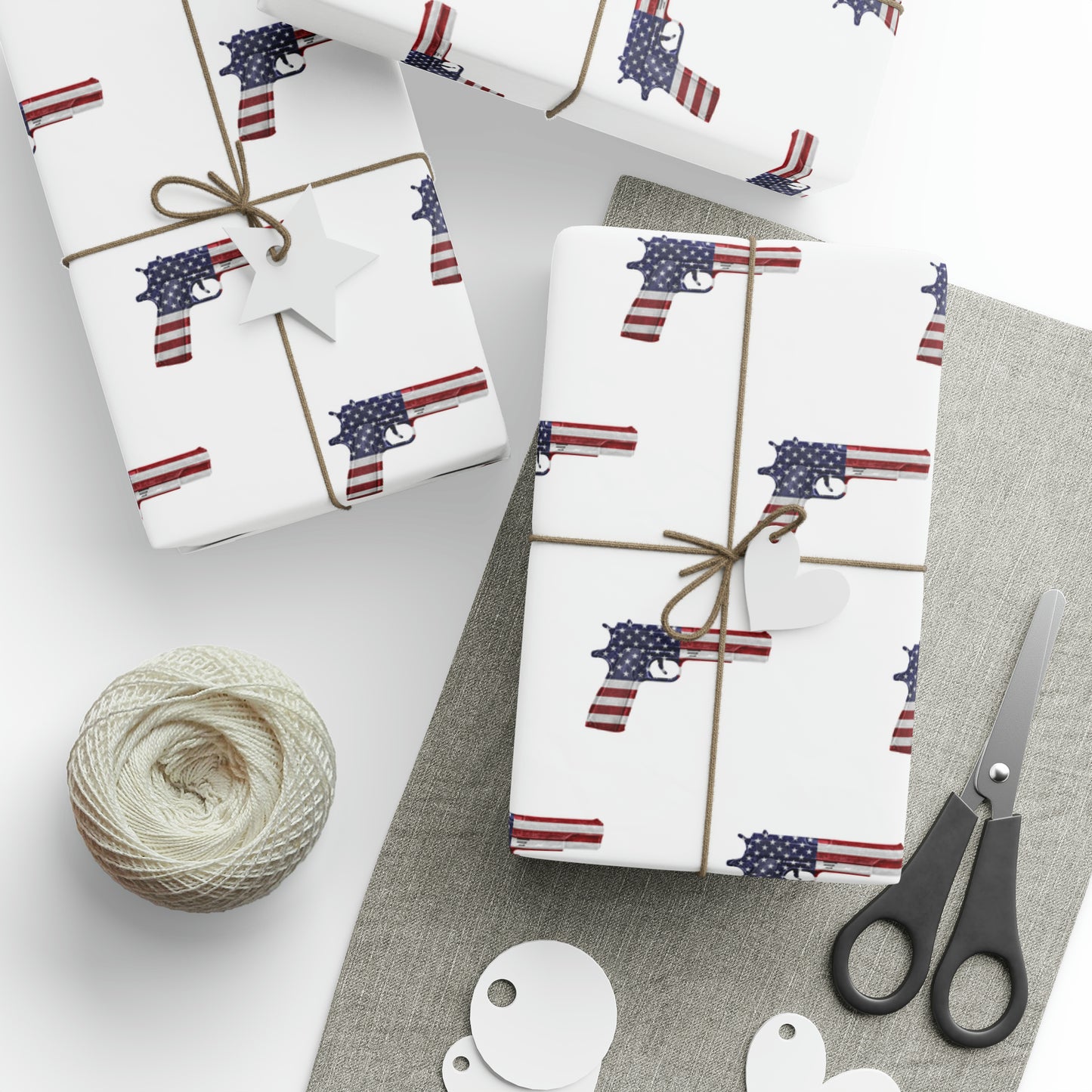 American Flag Gun 2A Christmas Wrapping Paper