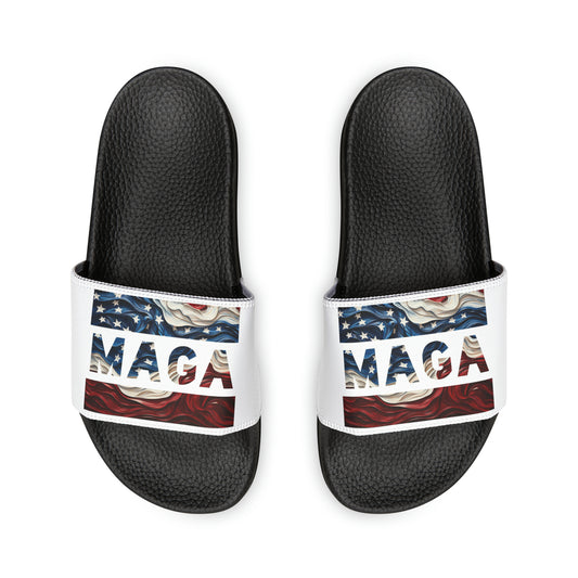 Men's MAGA Red White and Blue Trump Comfy PU Slide Sandals